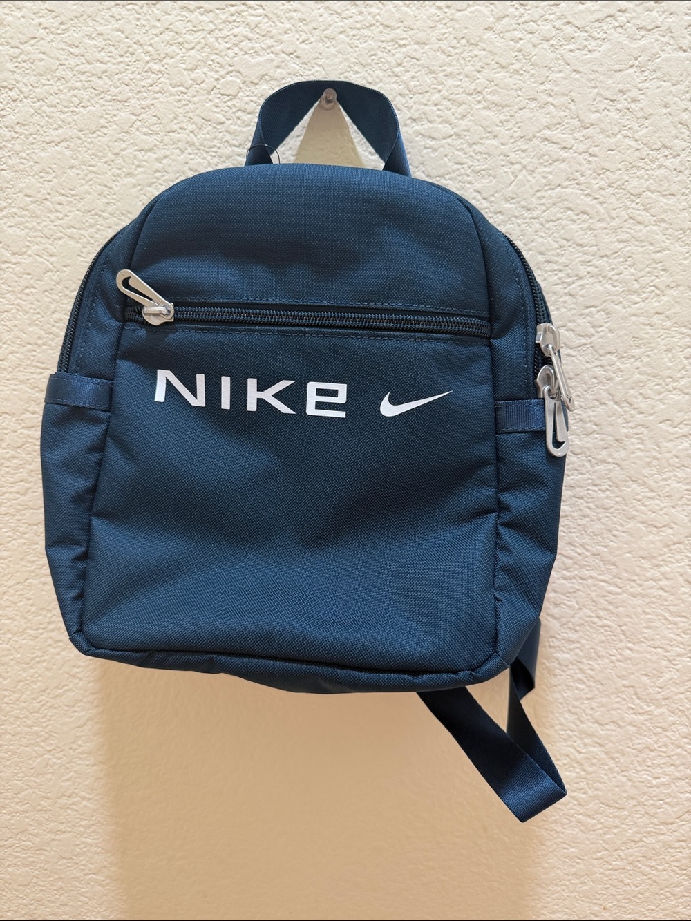 Nike Small Navy Blue Backpack with White Logo